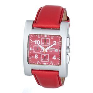 Chronotech Chronograph Red Leather Strap Watch Men Red Watches